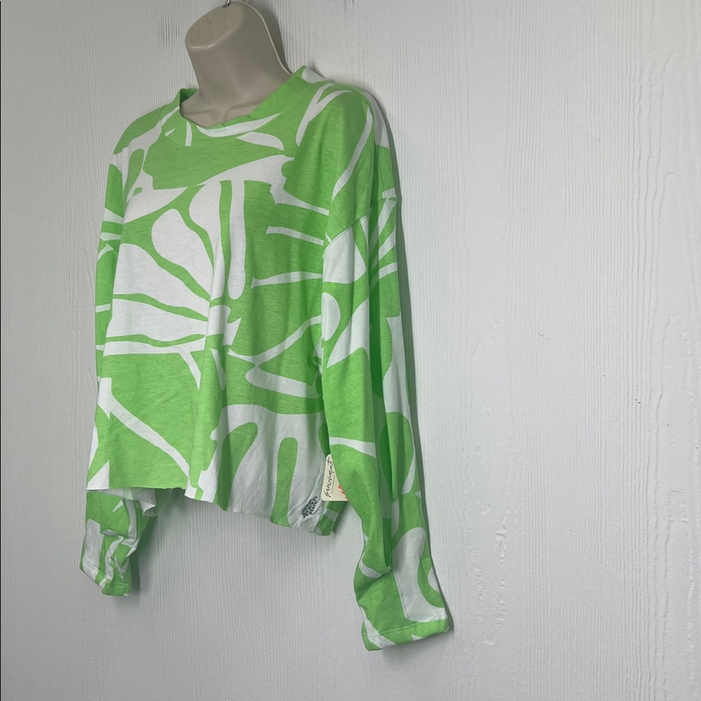 Free People - NWT Full Bloom Bright Neon Crewneck Long Sleeve Blouse Size Small - Picture 6 of 12